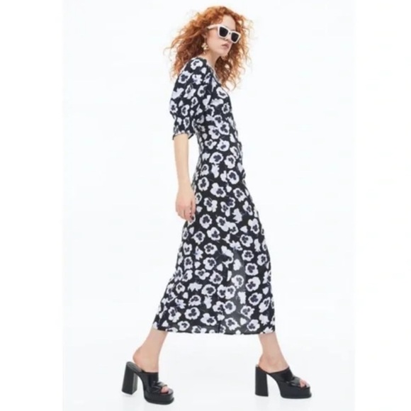 H&M Floral Bleu White Madi Dress women XL boho casual festival boho fairy Y2K - Picture 9 of 9